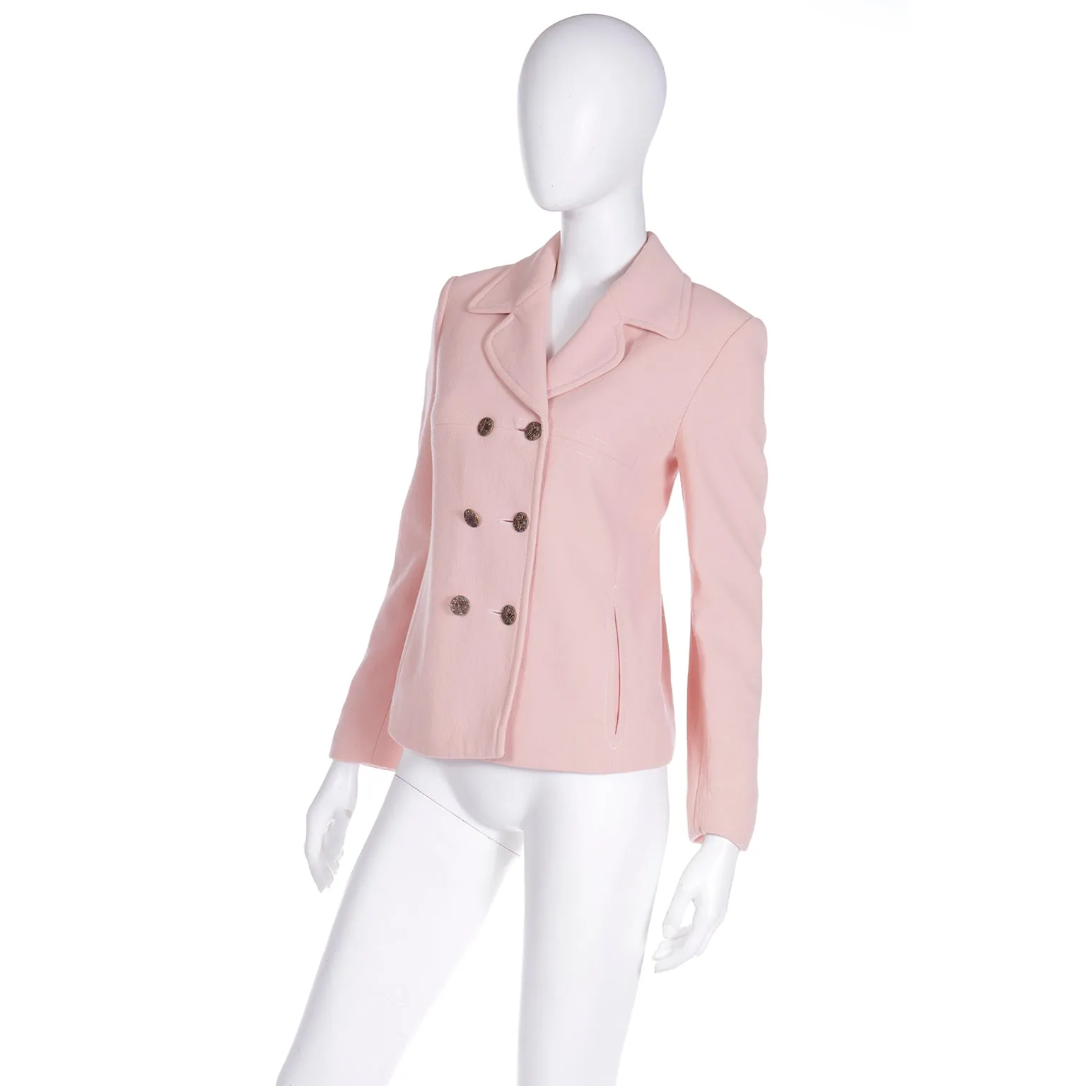 1990s Moschino Cheap and Chic Pink Double Breasted Jacket