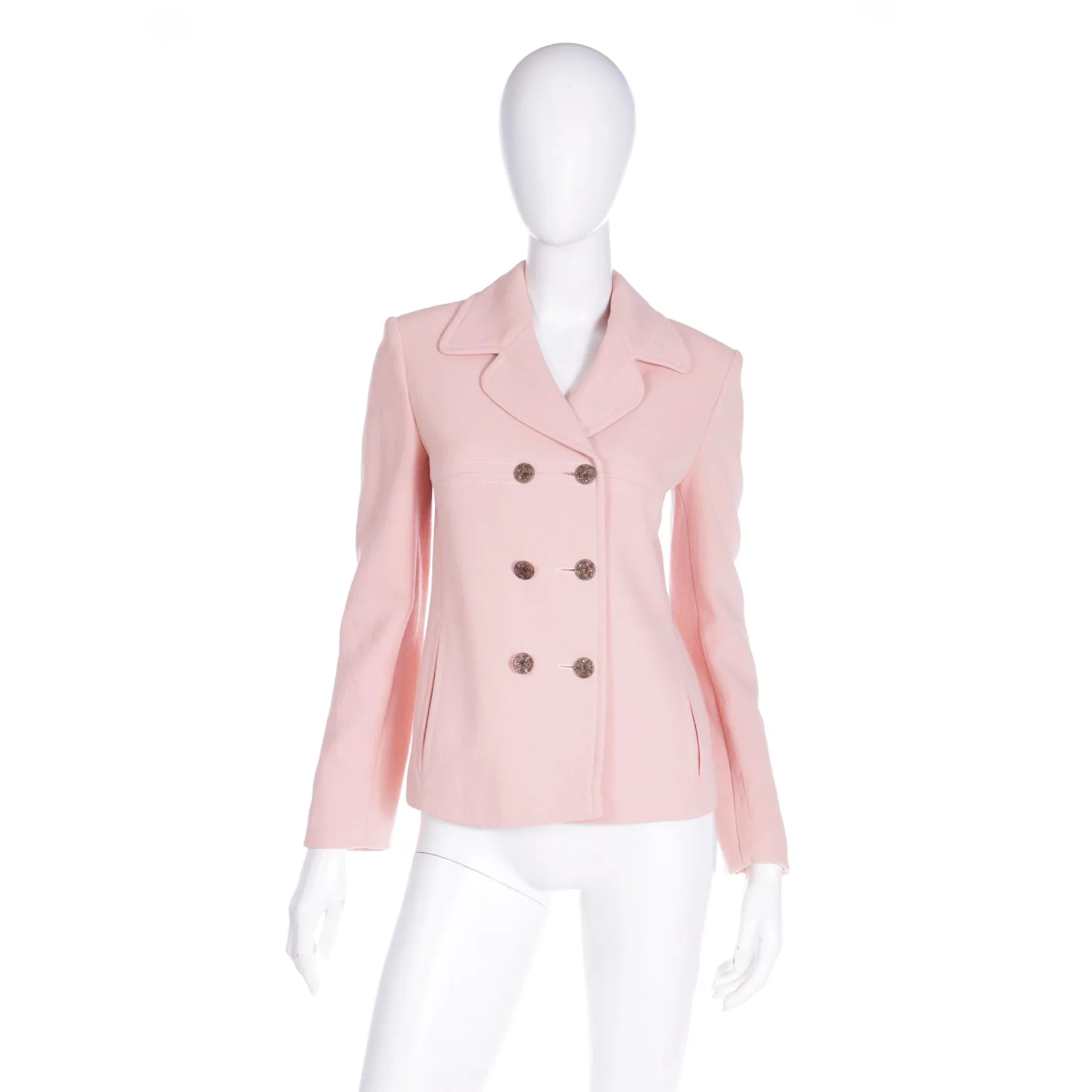 1990s Moschino Cheap and Chic Pink Double Breasted Jacket