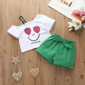 2PCS Cute Strawberry T-shirt and Pants