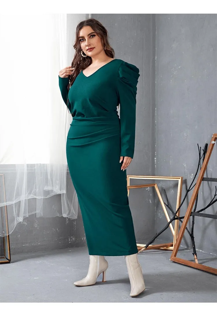 Add Elegant Split Back Puff Sleeve Dress