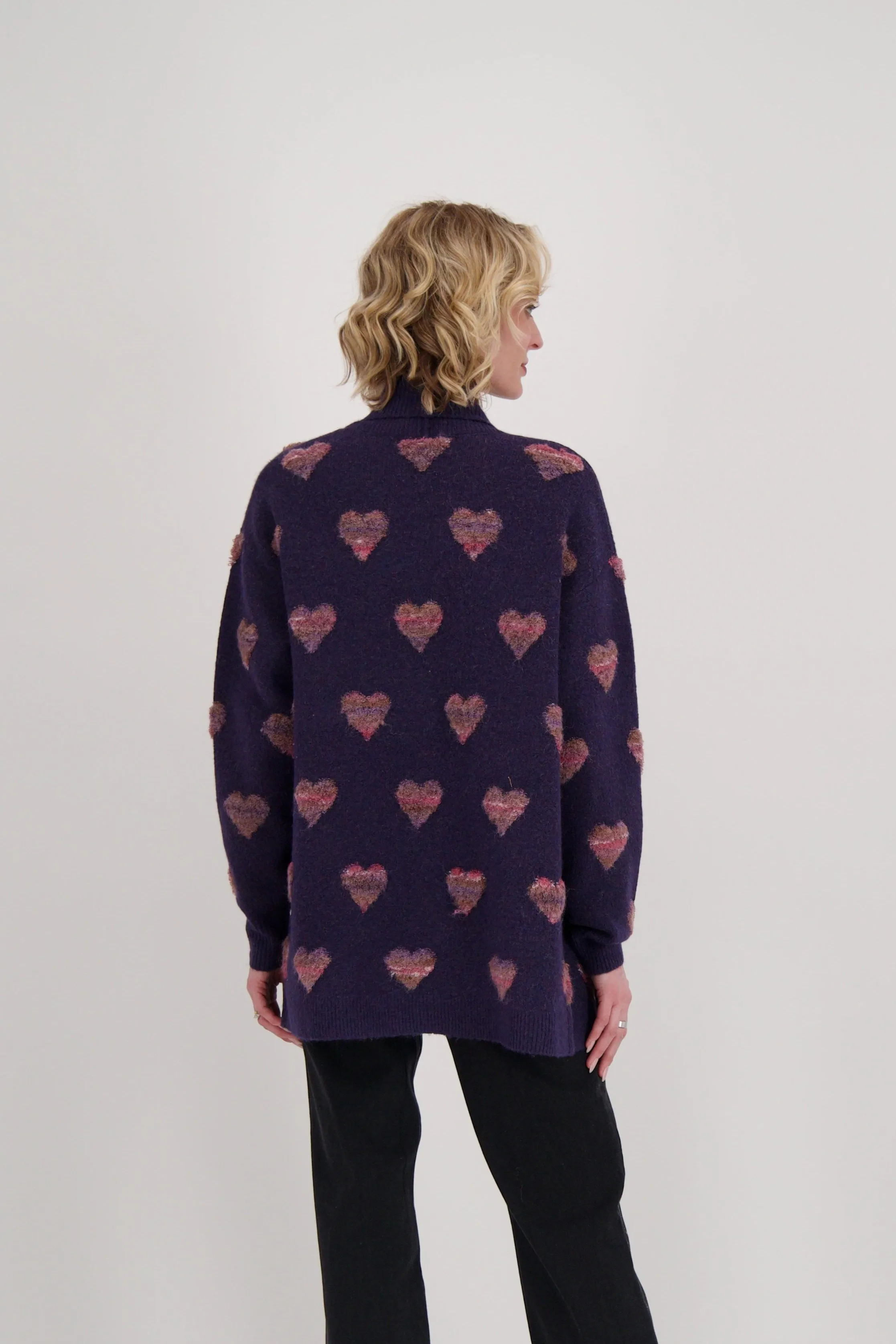 All Over Hearts Open Front Cardigan