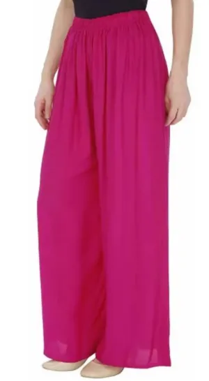 Alluring Trendy Magenta Rayon Solid Palazzo For Women And Girls