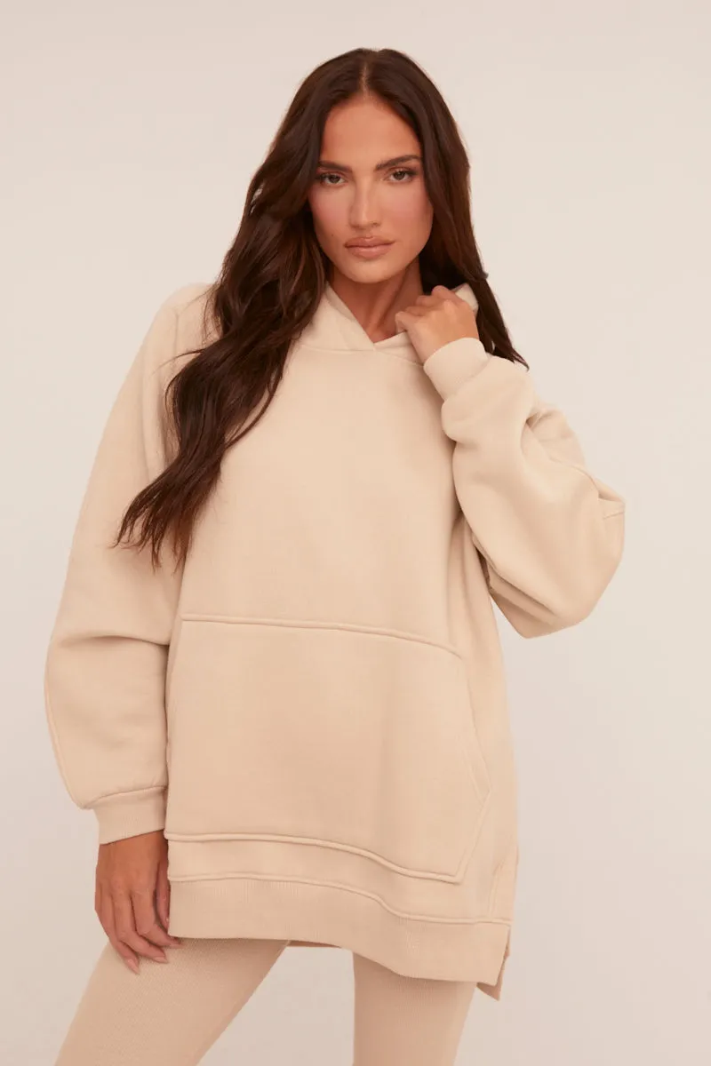 Beige Oversized Hoodie And Leggings Co-ord Set - Renee