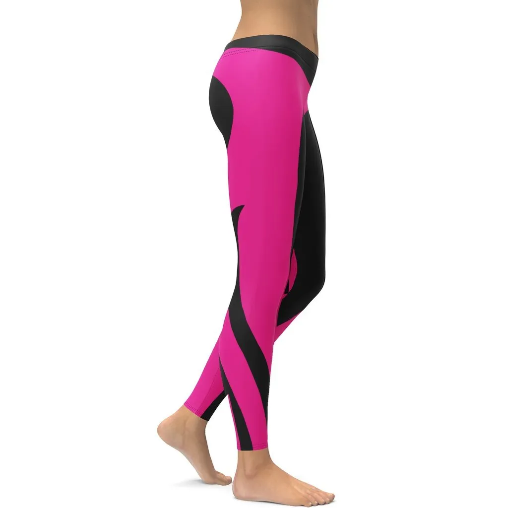 Black & Pink Heart Shaped Leggings