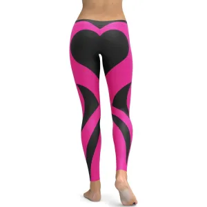 Black & Pink Heart Shaped Leggings