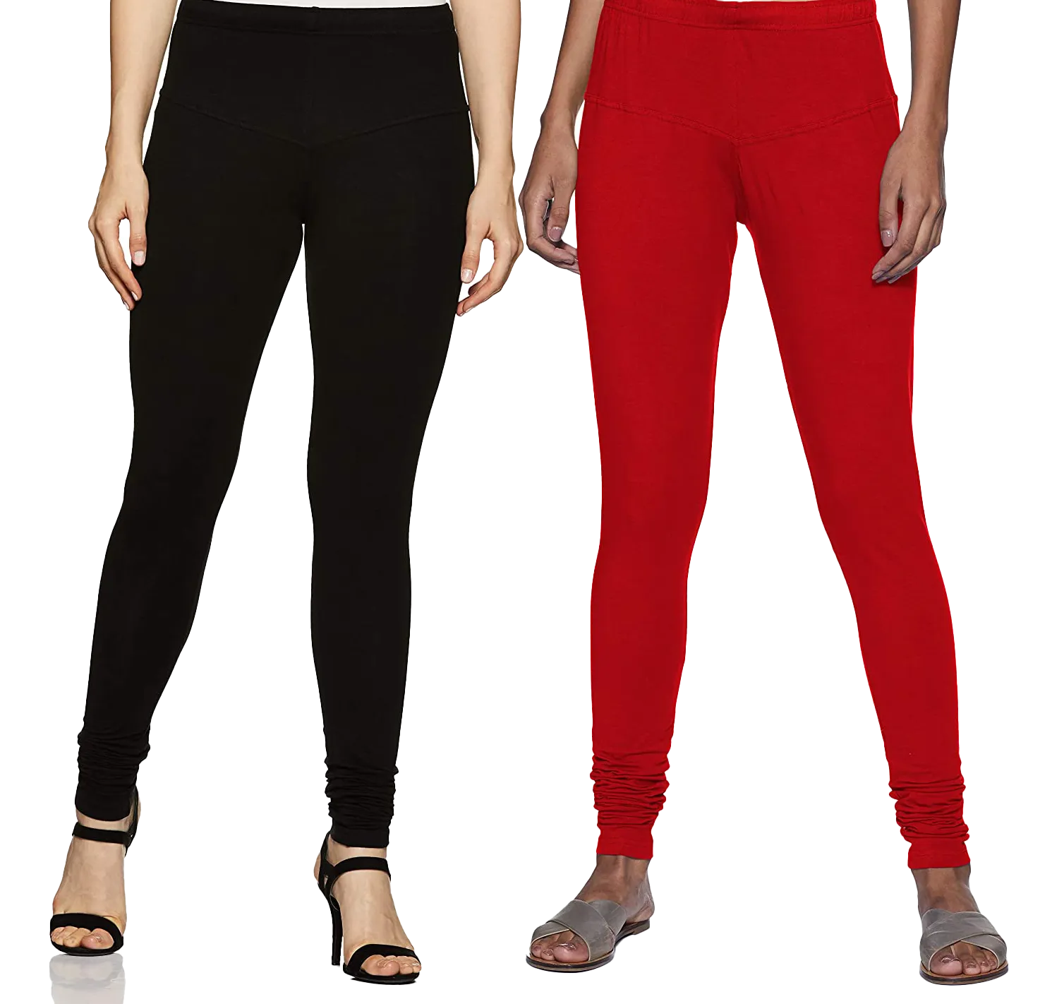 Black and Red churidar Leggings Combo (Pack of 2)