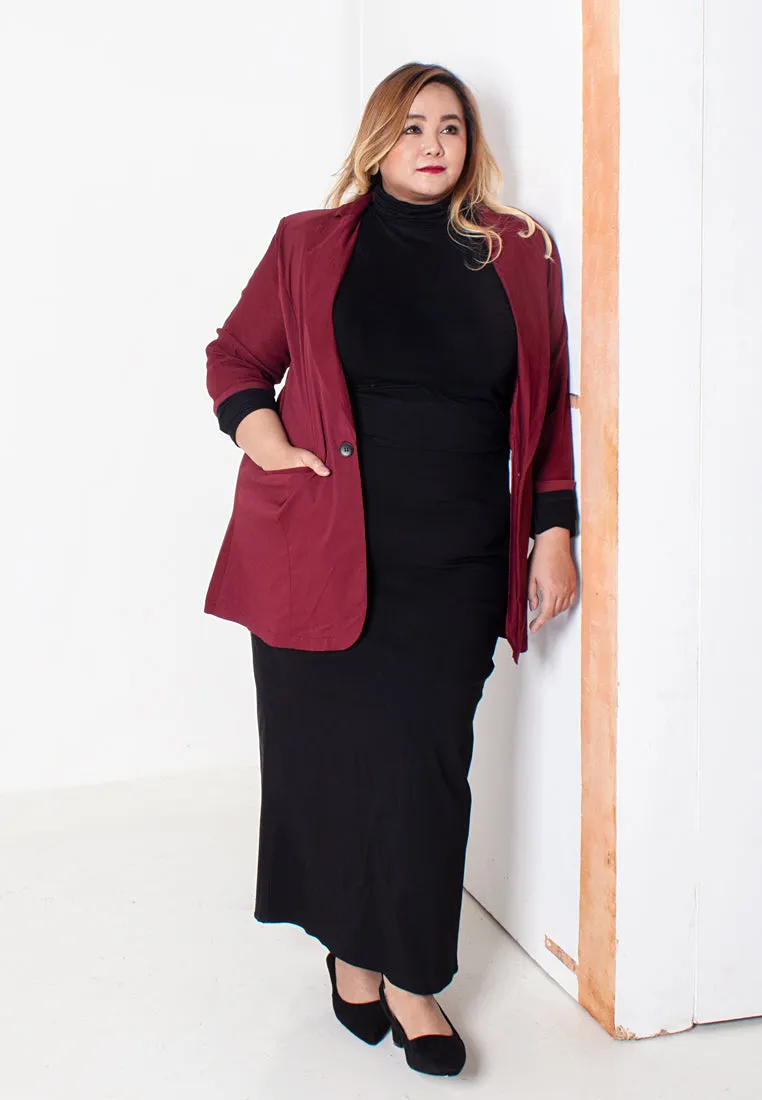 Breanne FLEXI Collared Professional Blazer - Dark Red