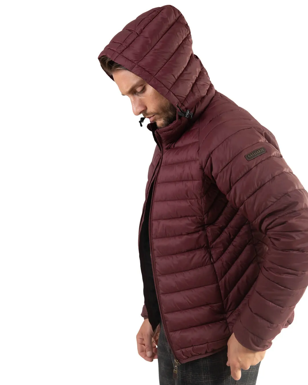 Burgundy Hooded Wadded Jacket