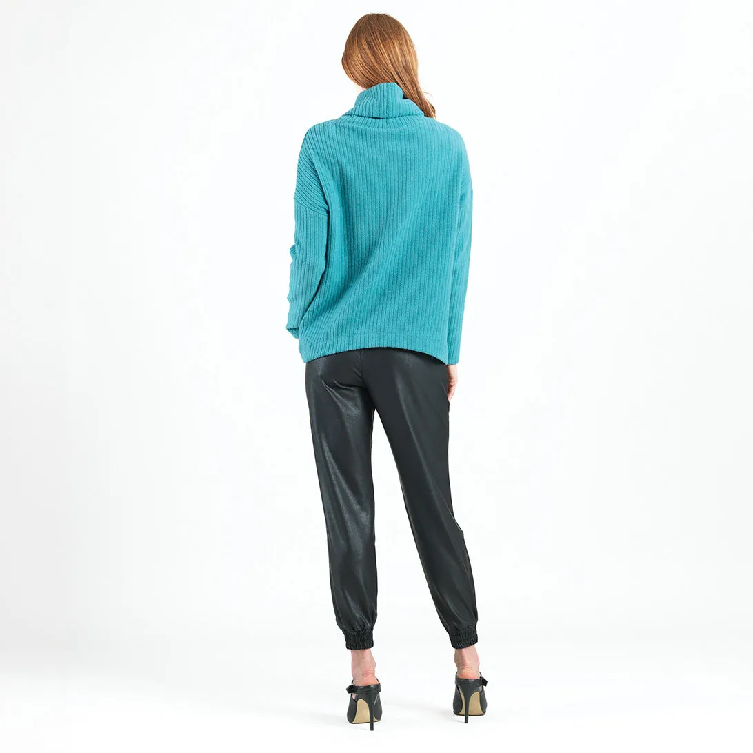 Chunky Ribbed - Tipped Hem Sweater Top - Teal - Limited Sizes!