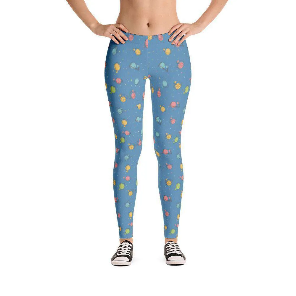 COLORFUL BOOKISH PATTERN LEGGINGS Blue