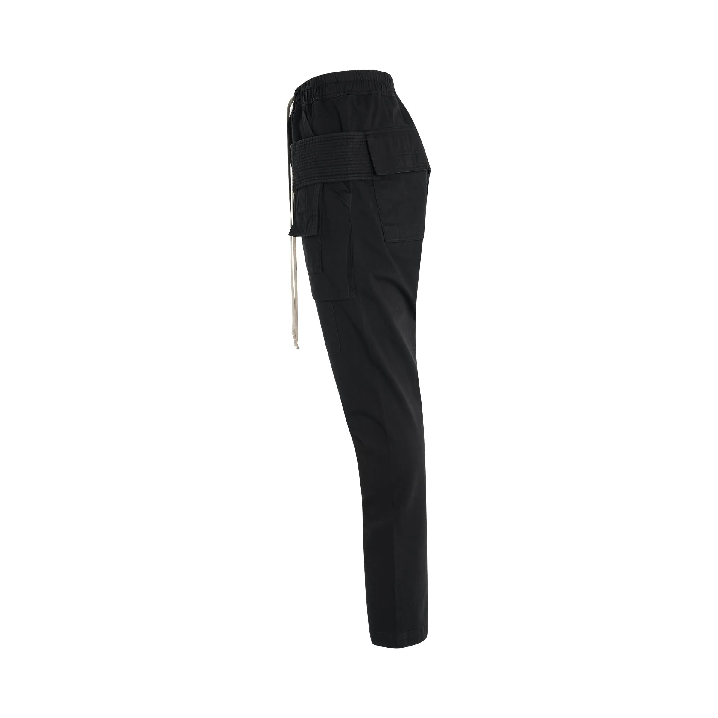 Creatch Cargo Cropped Drawstring Pants in Black