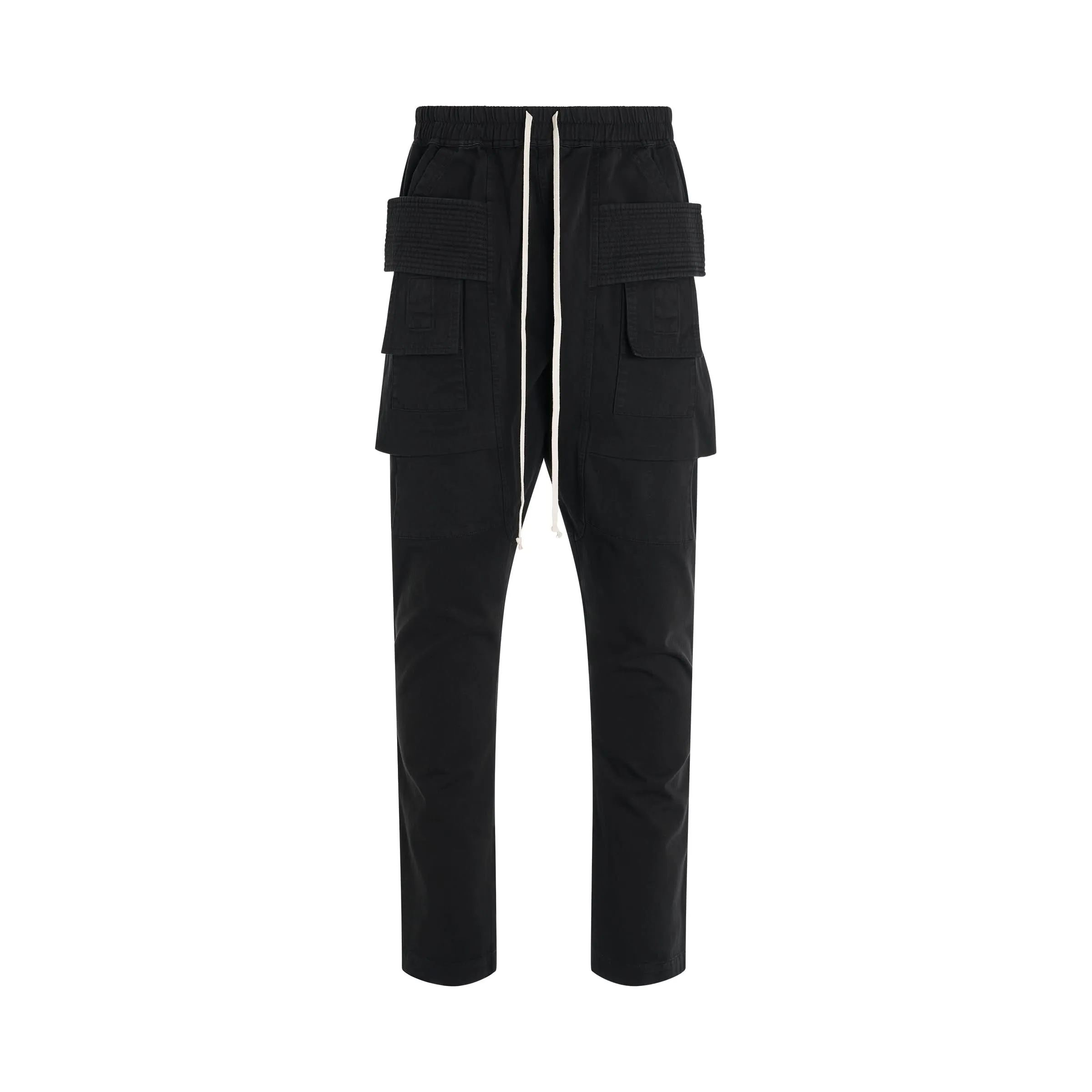 Creatch Cargo Cropped Drawstring Pants in Black