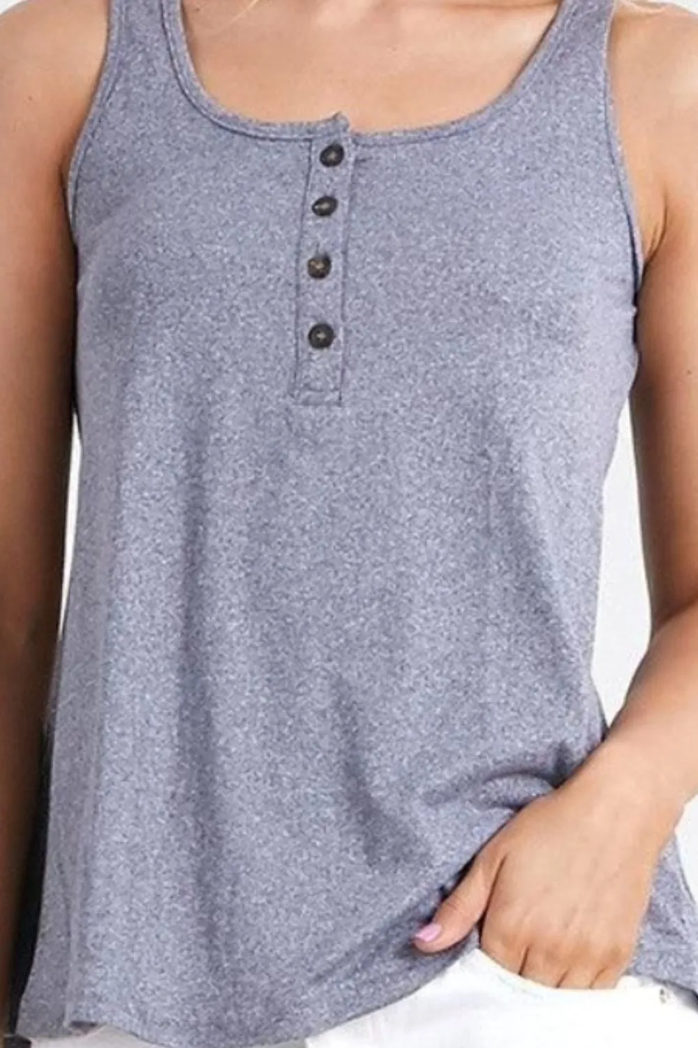 Dallas - Square Neck Half Button Tank - Exclusively Online