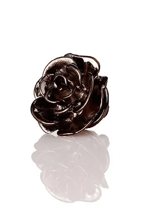 David August Open Rose Lapel Pin - Gunmetal