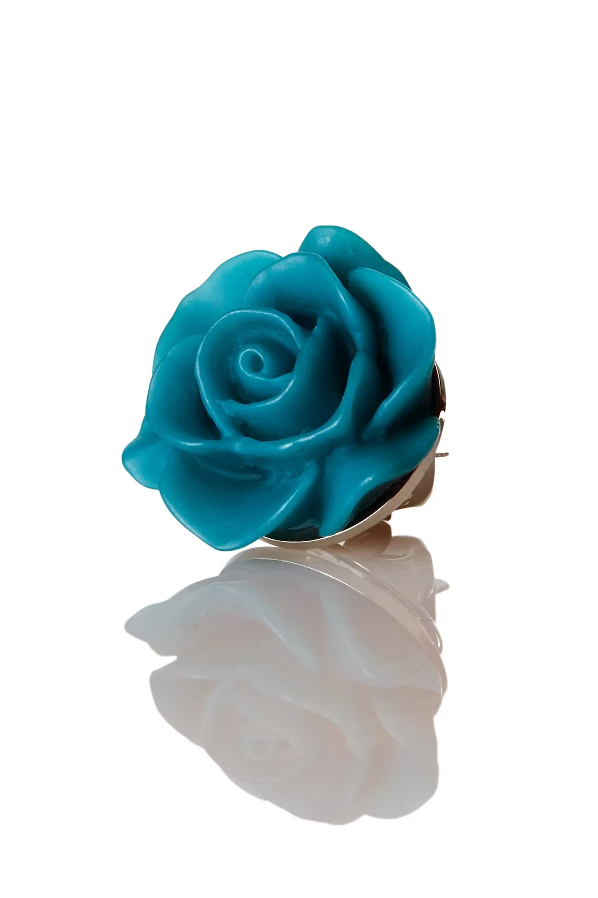 David August Open Rose Lapel Pin - Petrol