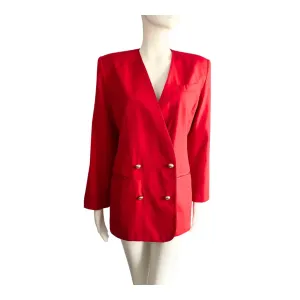 Double-Breasted  80s Tailored Blazer Vintage Red SIZE 14