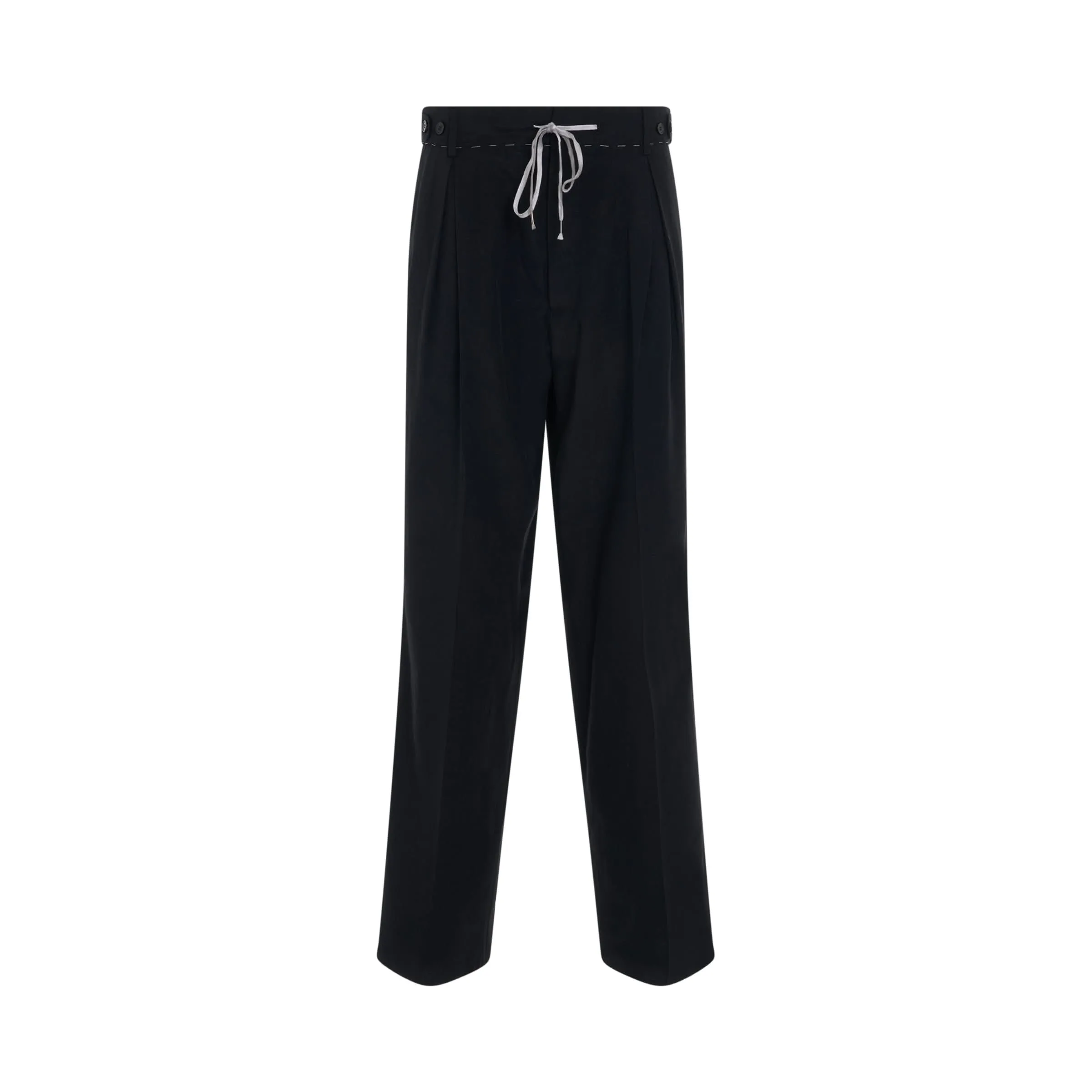 Drawstring Cotton Pants in Black