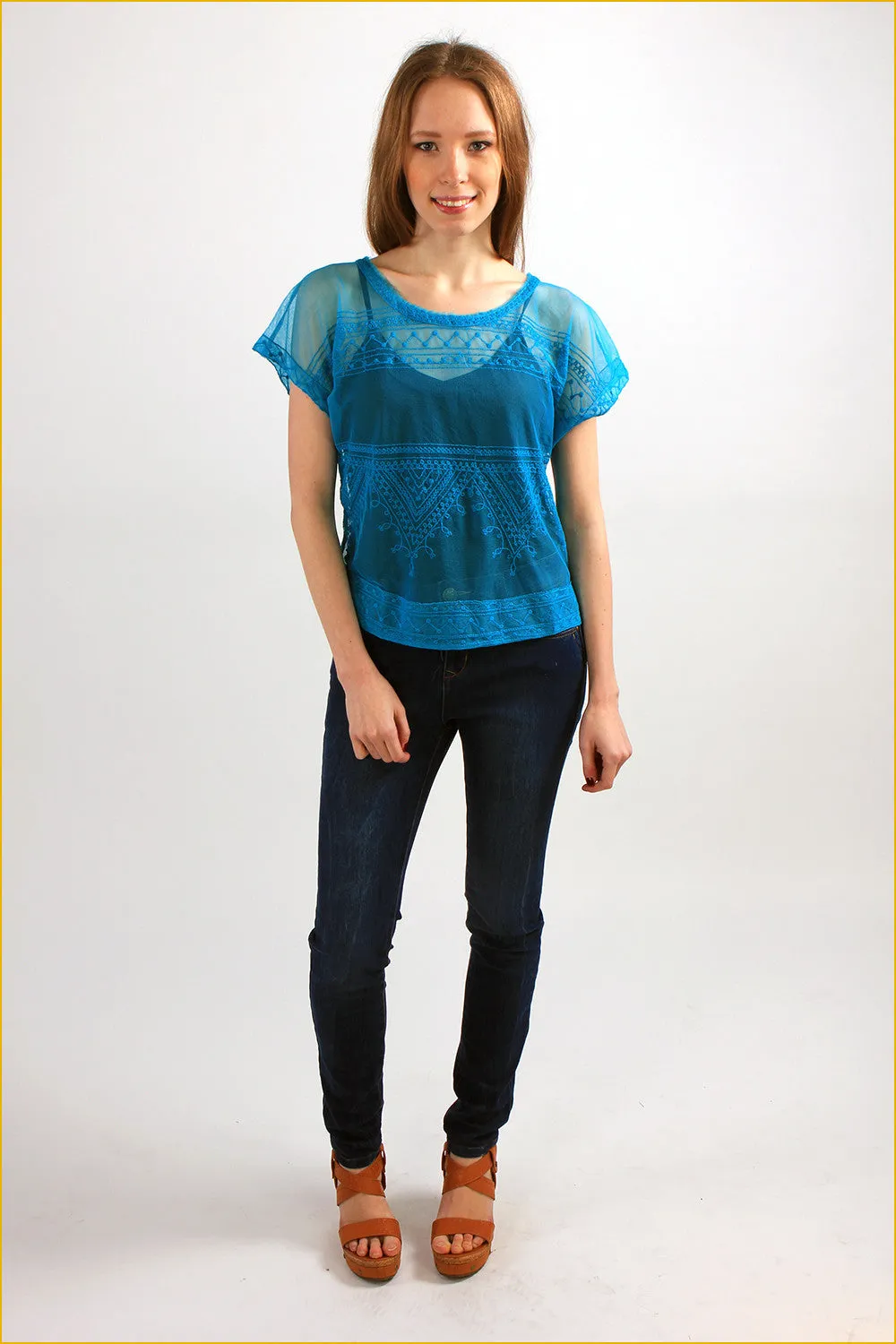 Embroider Sheer Top