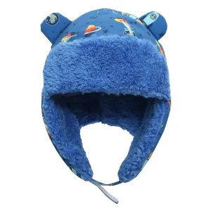 Flapjack Kids Water Repellent Trapper Hat - Dino Blue