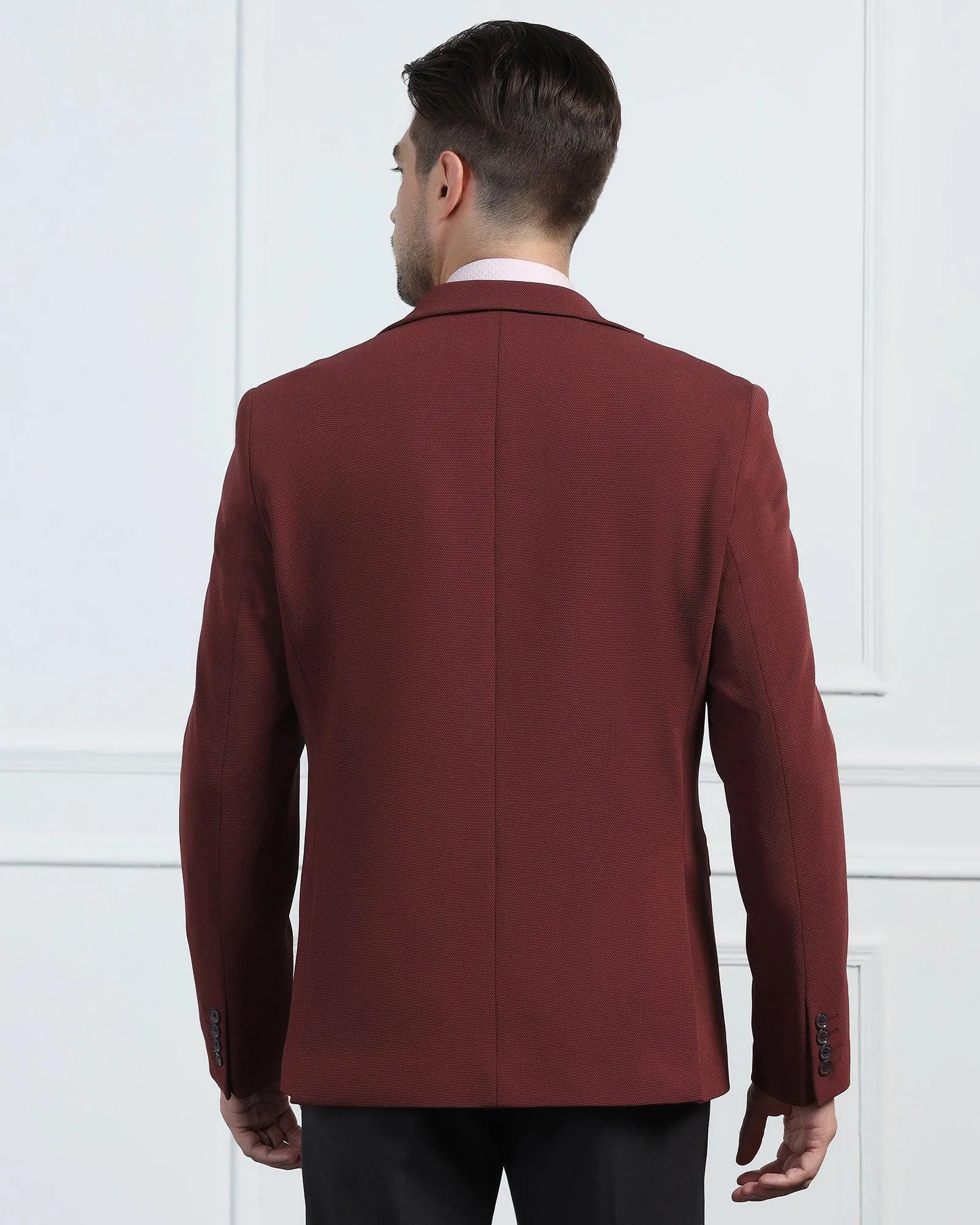 Formal Maroon Textured Blazer - Morris