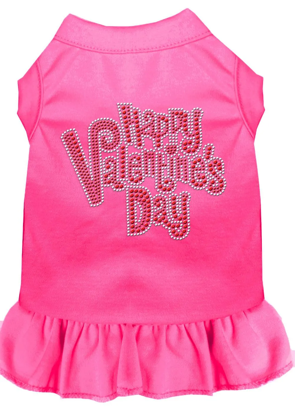 Happy Valentines Day Rhinestone Dress Bright Pink Xs (8)