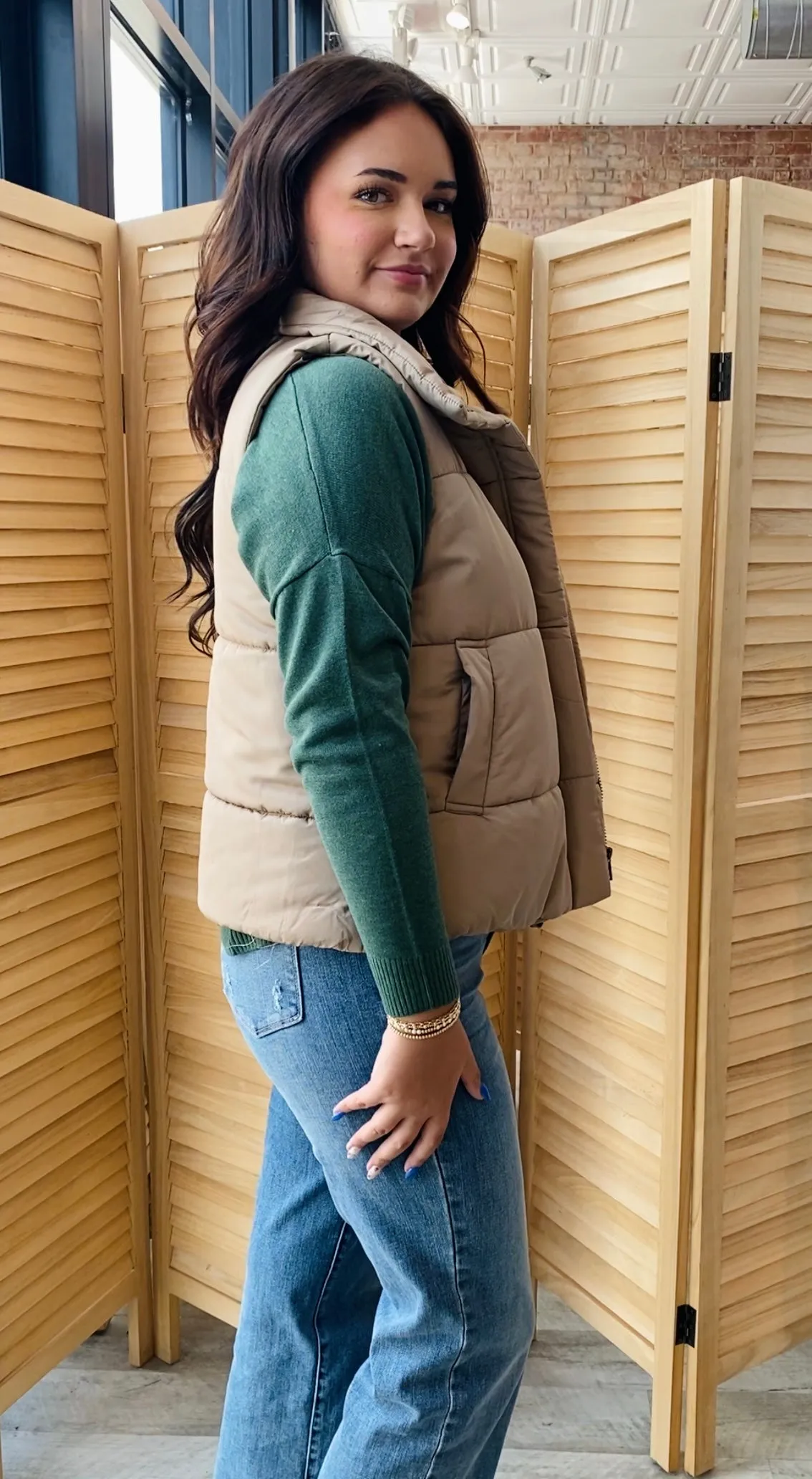 Hey Pumpkin Puffer Vest | Mocha