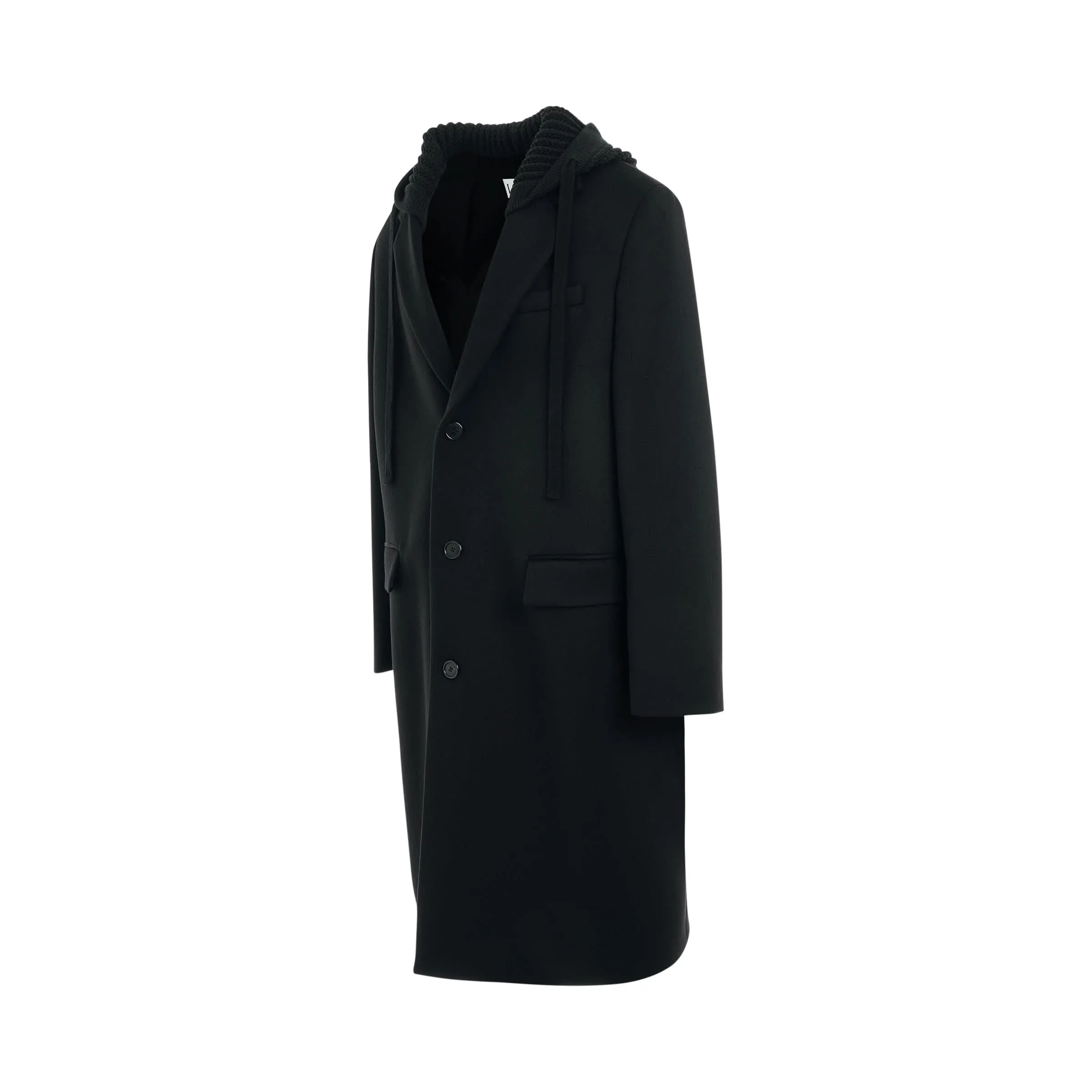 Hooded Long Coat in Black