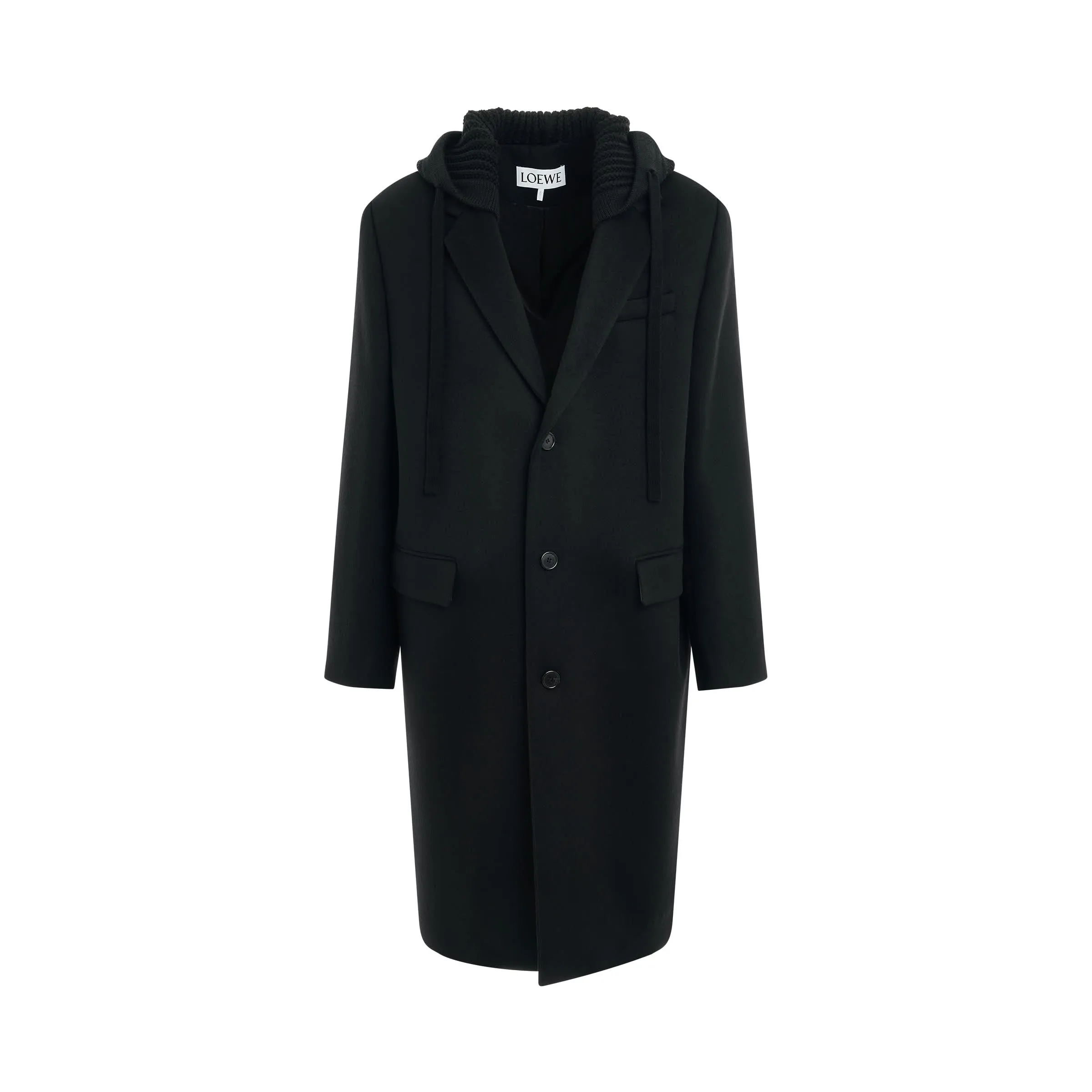 Hooded Long Coat in Black