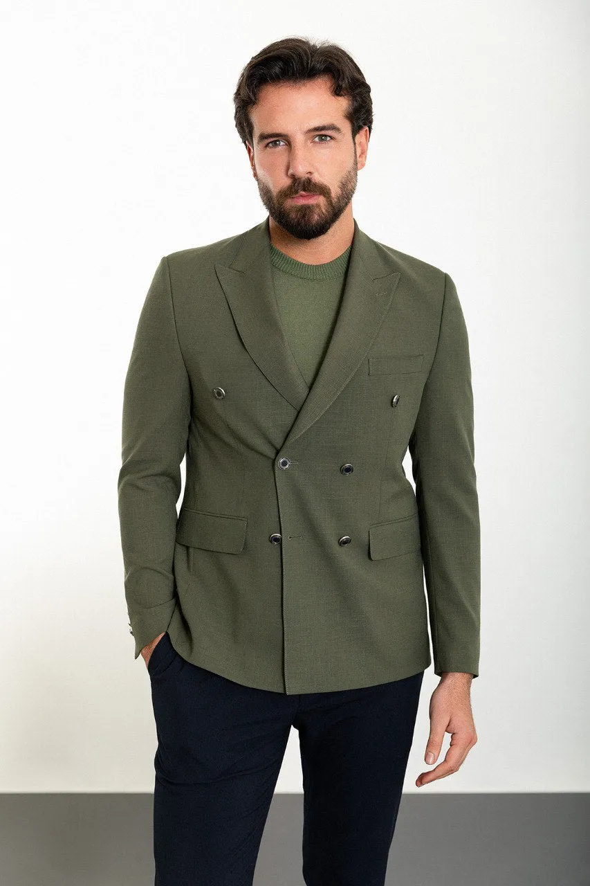 Khaki Double Breasted Blazer