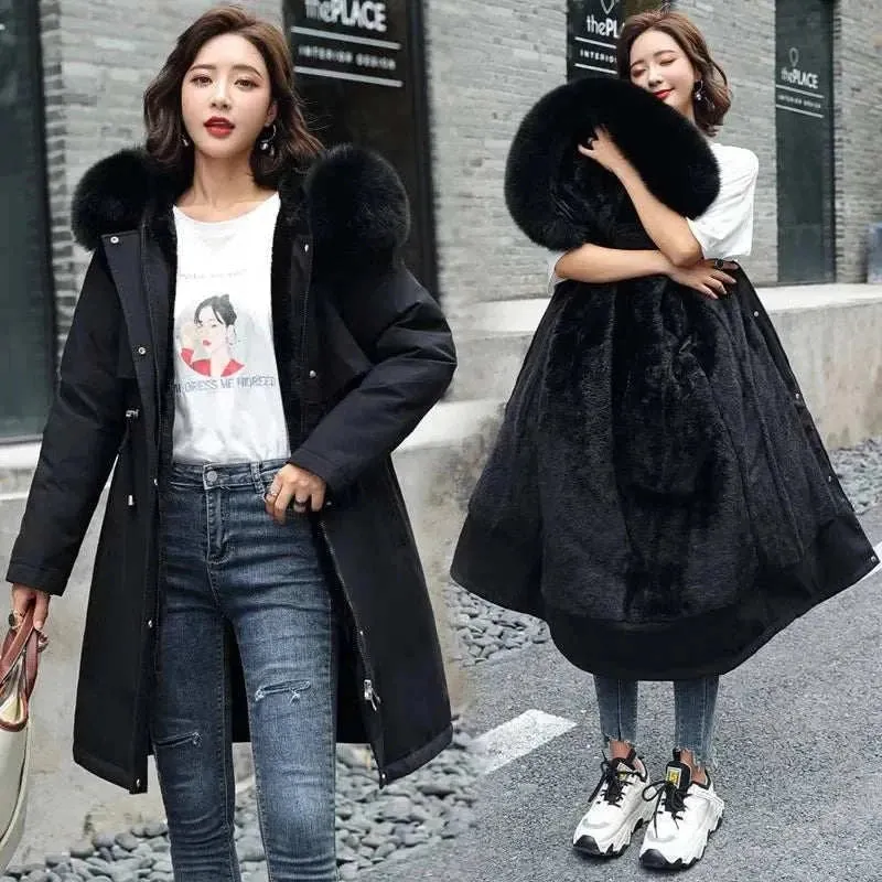 Long Coat Women: Warm Women jacket, Winter warm Jacket with Fur collar