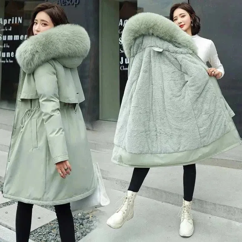 Long Coat Women: Warm Women jacket, Winter warm Jacket with Fur collar