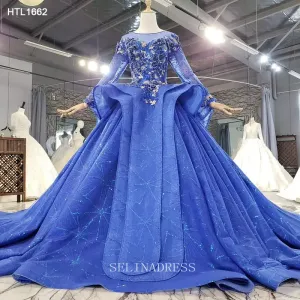 Long Sleeve Lady Beautiful Women Dress Princess Ball Gown Elegant Evening Dress LS002 Selinadress