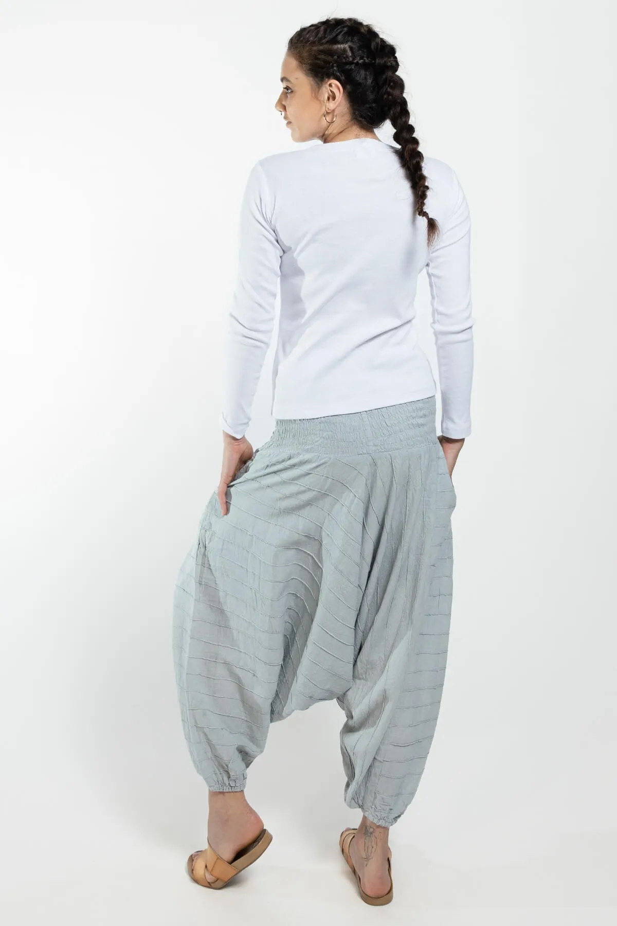 Low Crotch Pants Pintuck - Grey