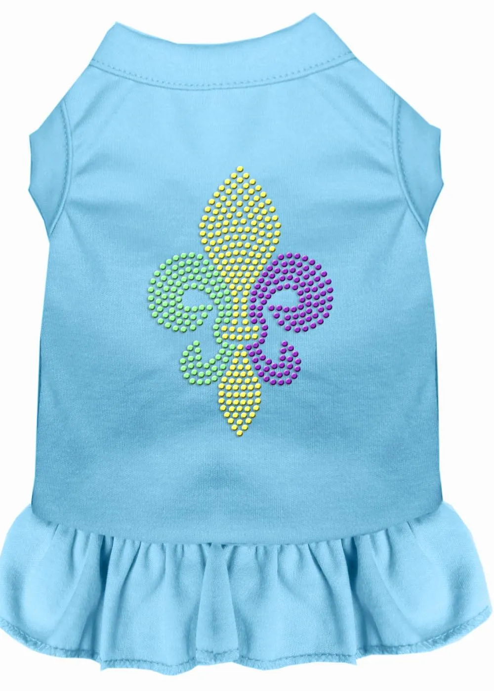 Mardi Gras Fleur De Lis Rhinestone Dress Baby Blue Med (12)