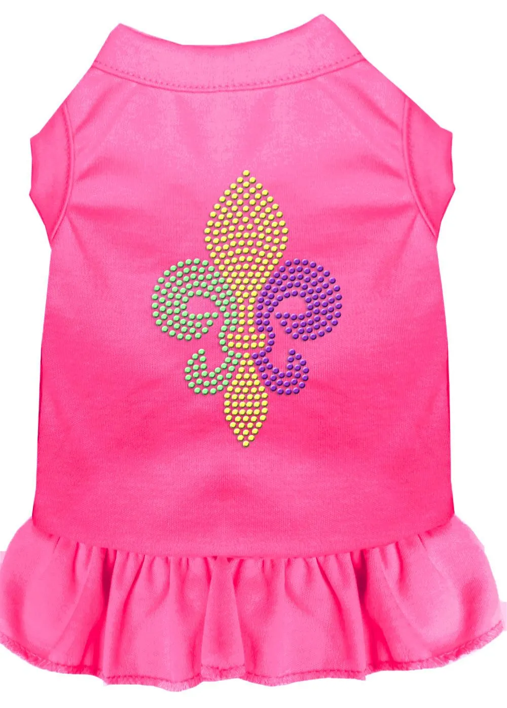 Mardi Gras Fleur De Lis Rhinestone Dress Bright Pink Lg (14)