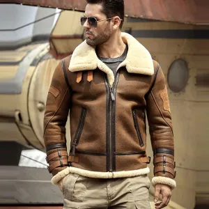 Men's Classic B3 Airforce Sheepskin Shearling Leather Jacket