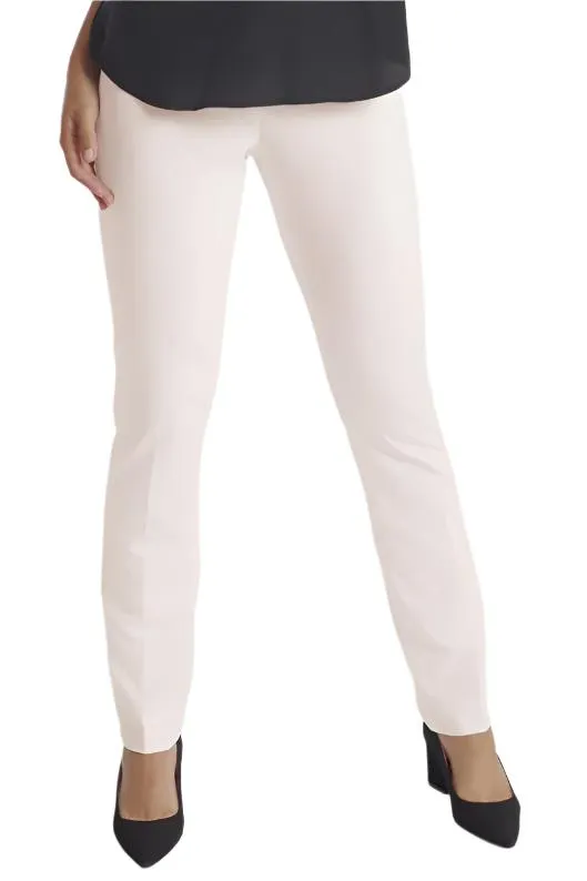 Peace of Cloth Mid Waist No Waistband Hook & Eye Zipper Closure Solid Straight Twill Pant