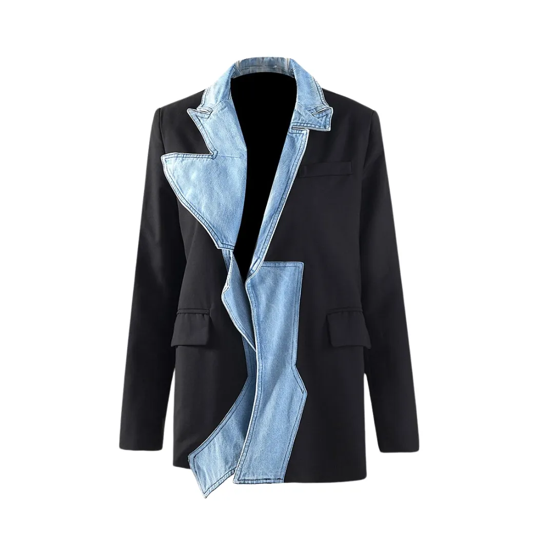 Pre Order:  Double Layered Denim Cotton Blazer