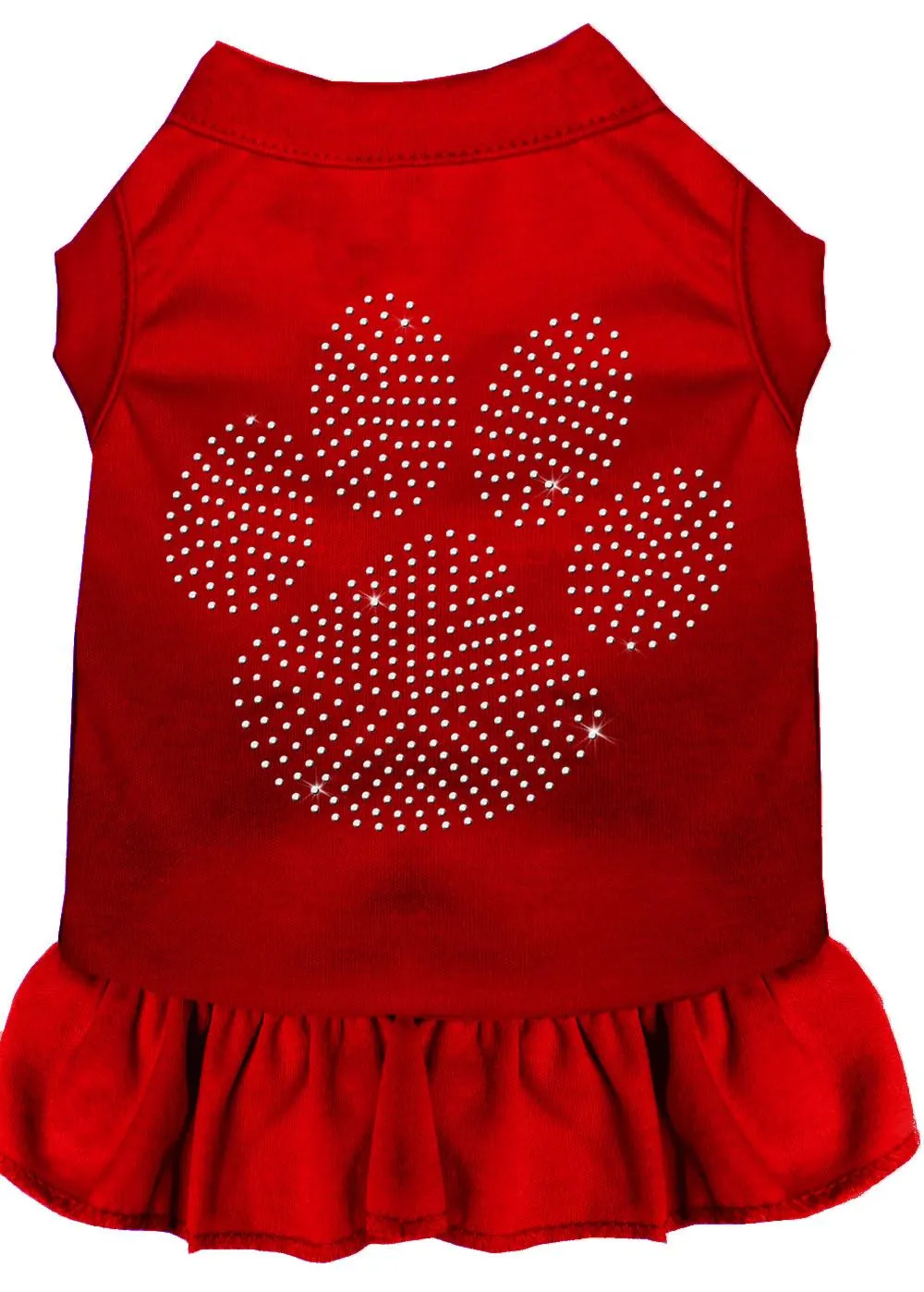 Rhinestone Clear Paw Dress Red Xs (8)