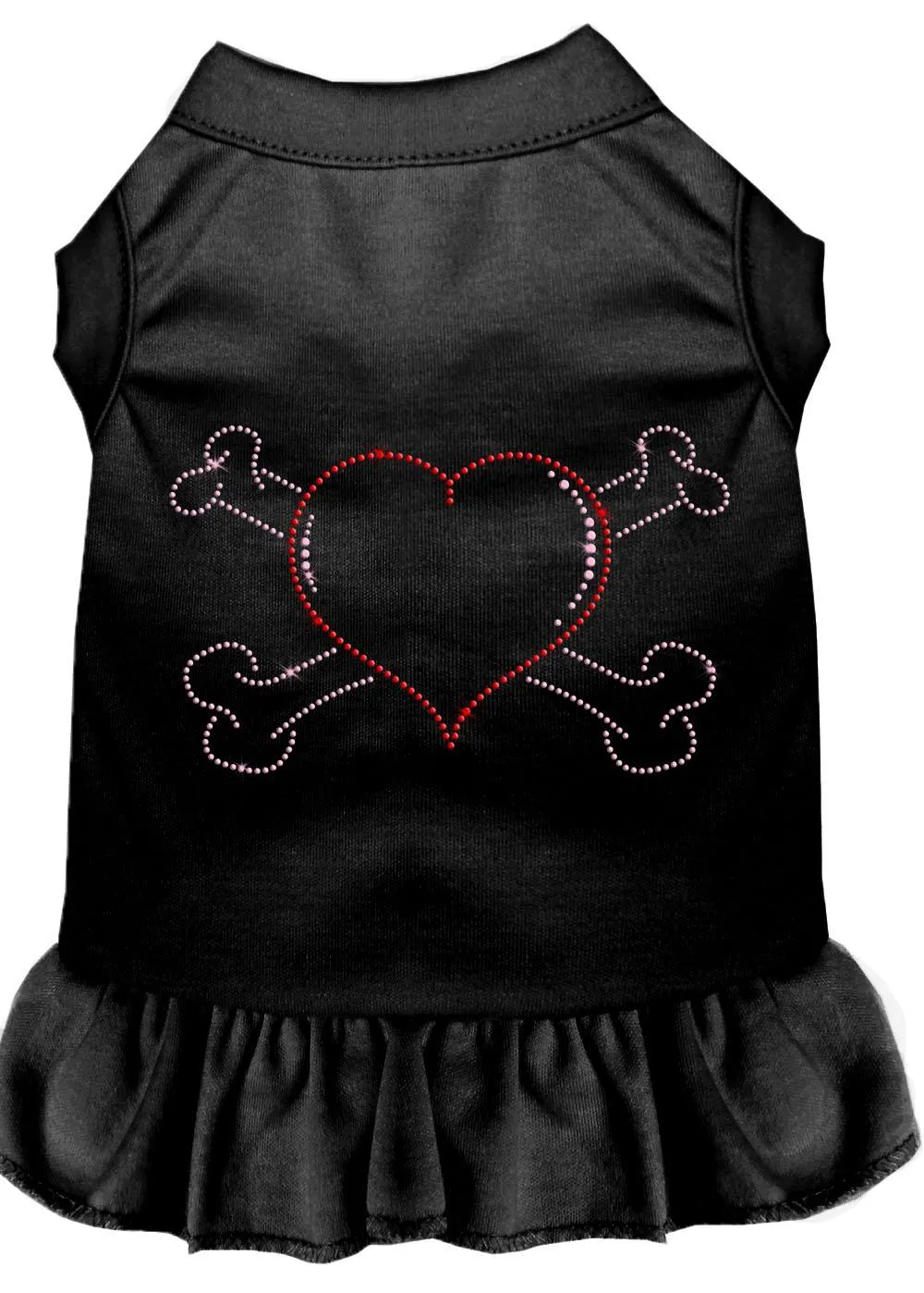 Rhinestone Heart And Crossbones Dress Black Lg (14)