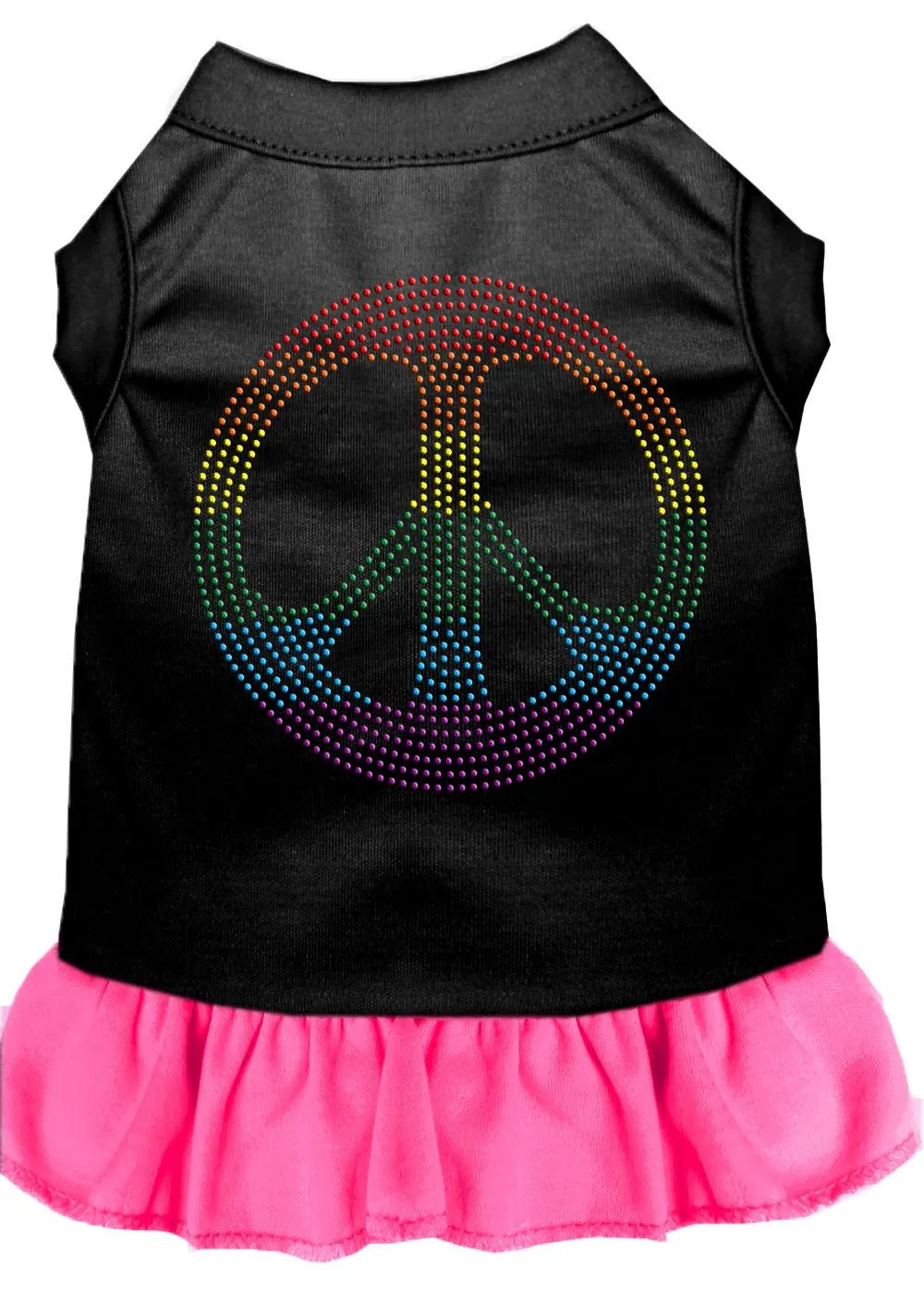 Rhinestone Rainbow Peace Dress Black With Bright Pink Xl (16)