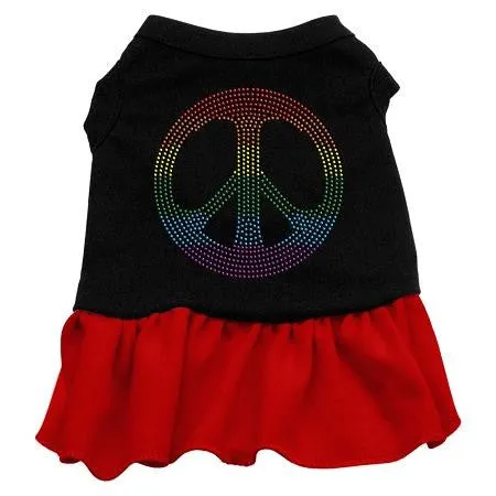 Rhinestone Rainbow Peace Dress Black with Red XXL (18)