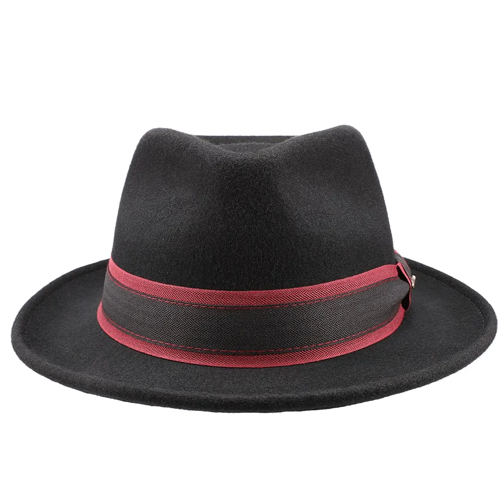 Scala Livingston Black Wool Felt Fedora Hat