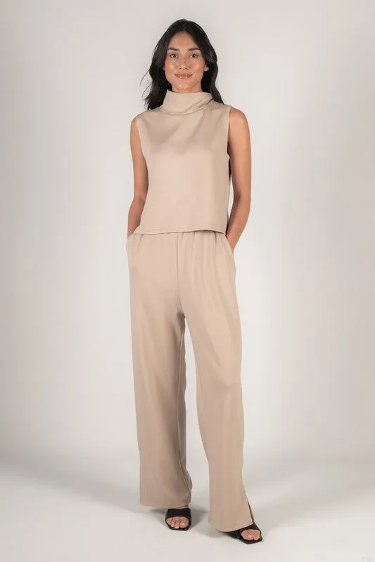 Scuba Modal Side Slit Straight Pant