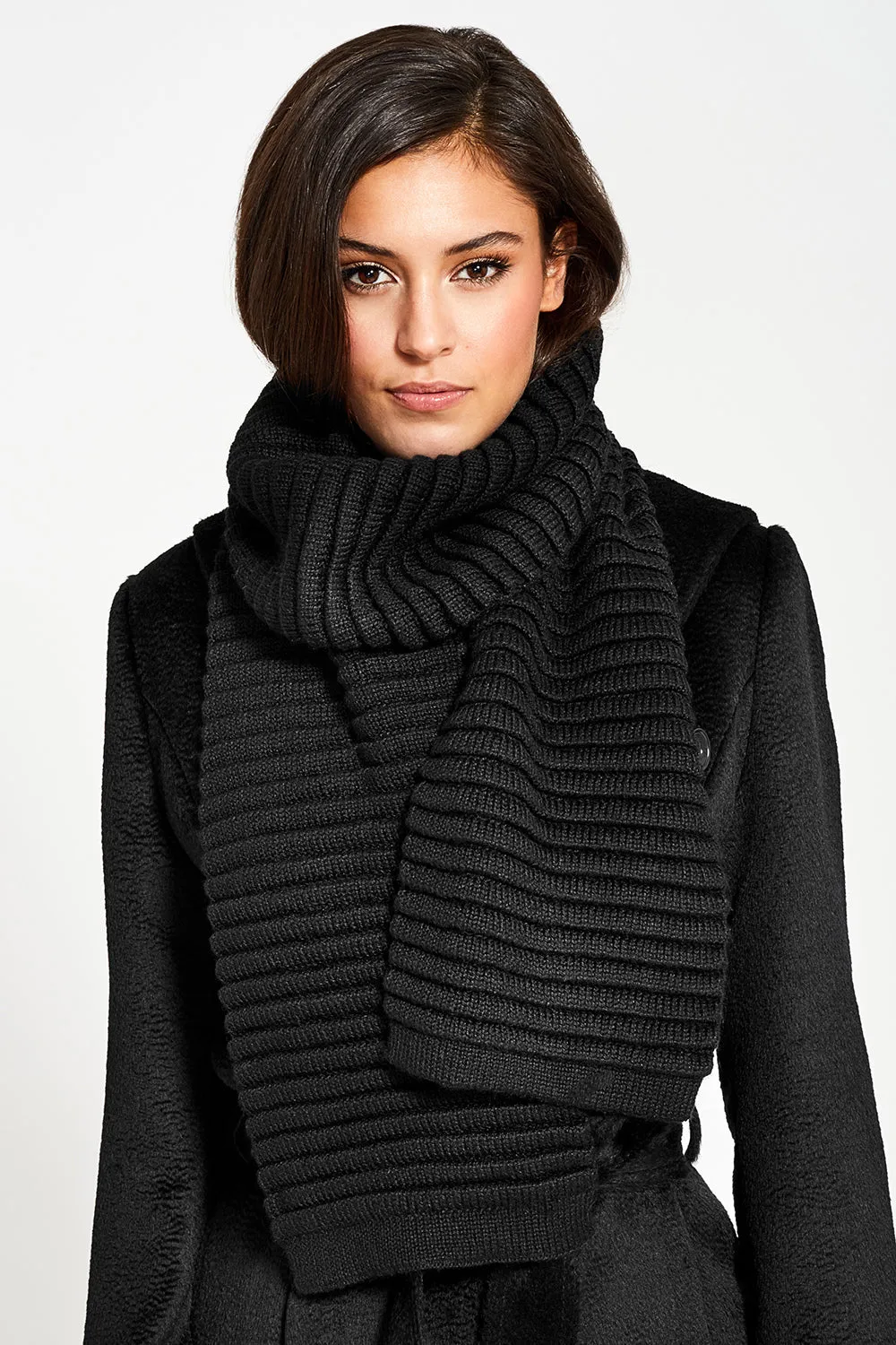 SENTALER BLACK ADULT RIBBED SCARF