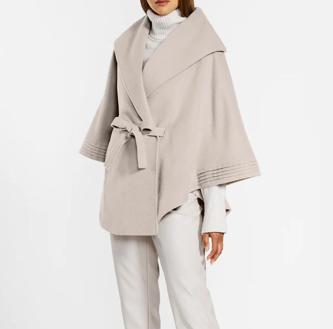 SENTALER Cape with Belt | Bleeker Beige