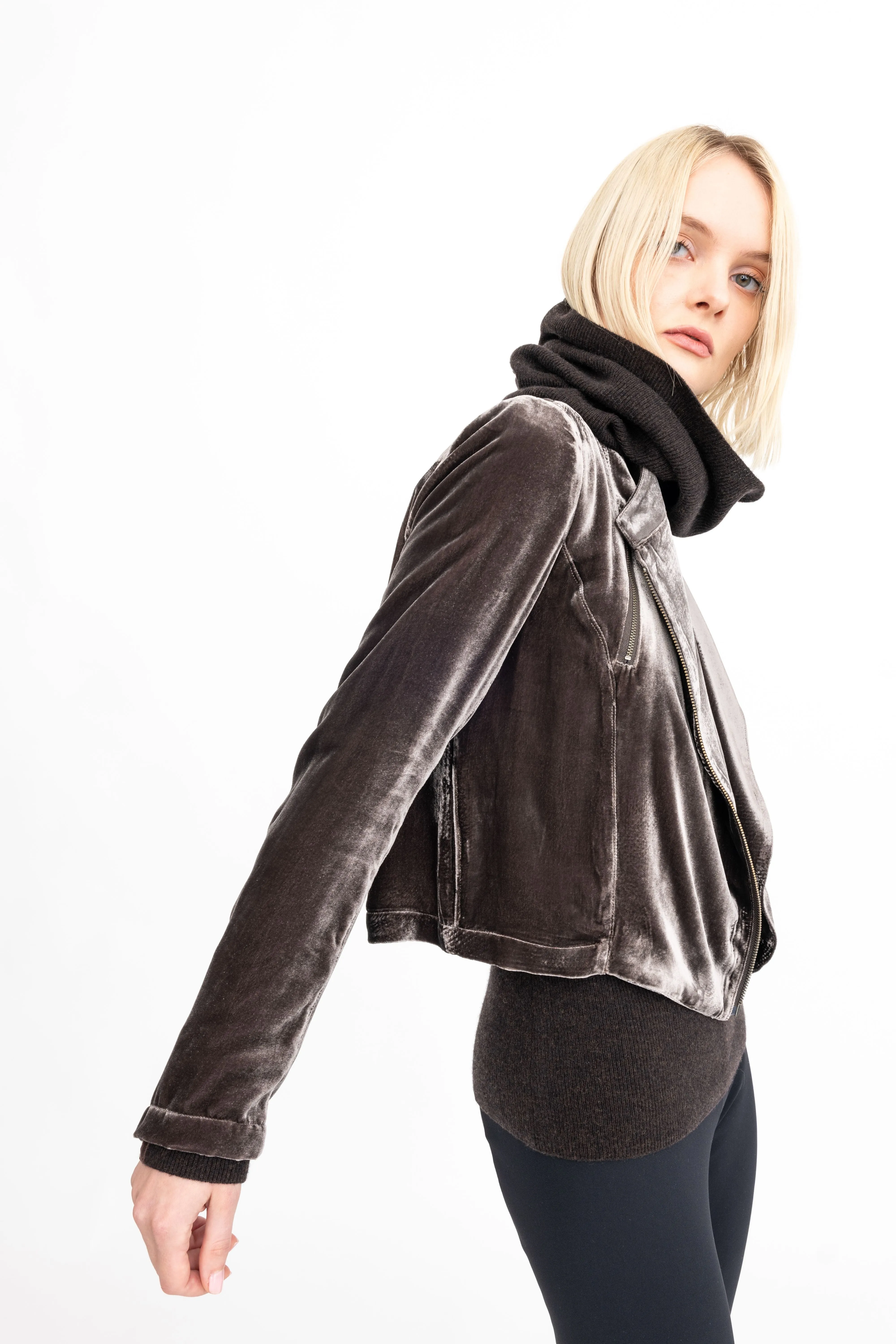 Silk Velvet Moto Jacket - AVERY H24