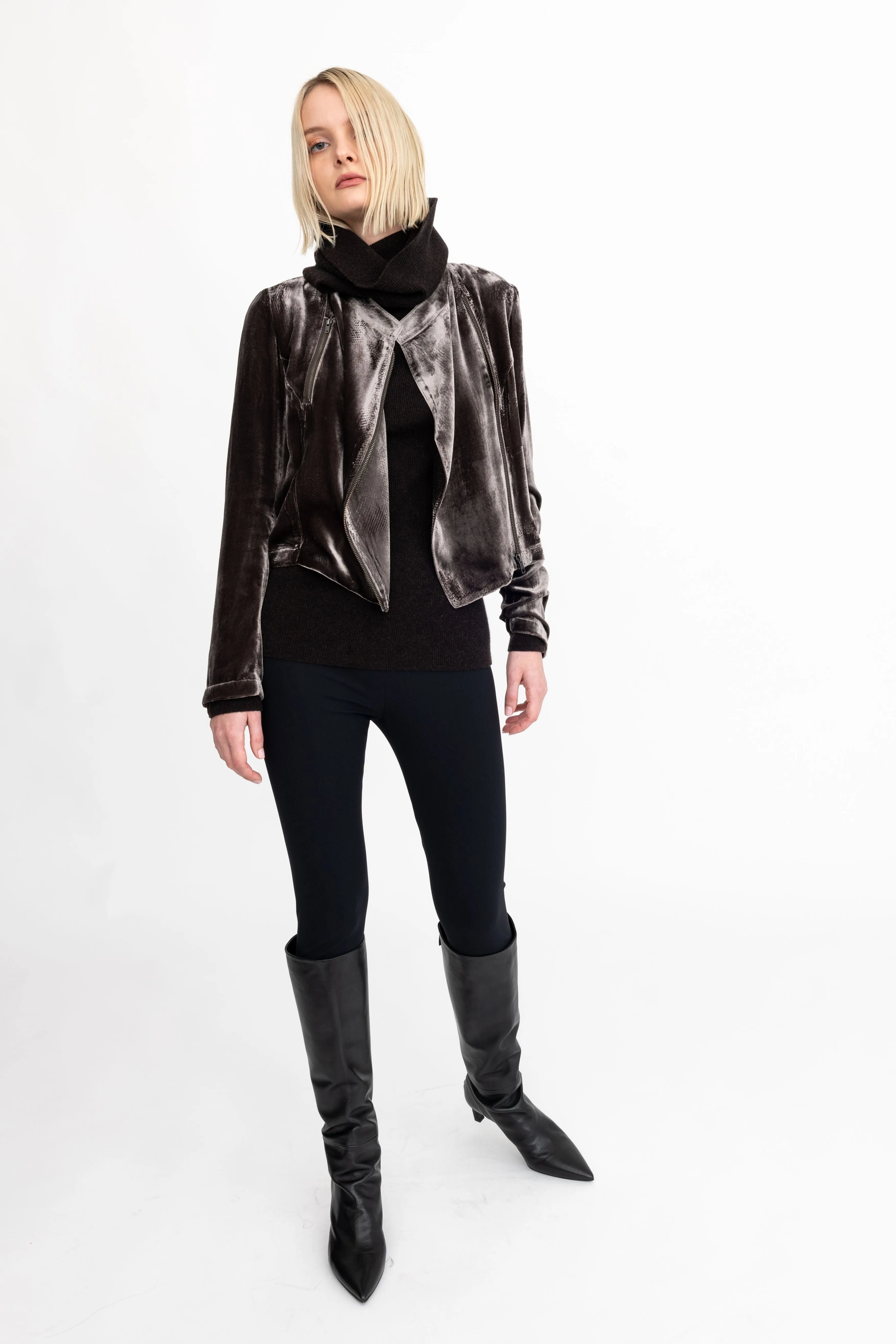 Silk Velvet Moto Jacket - AVERY H24