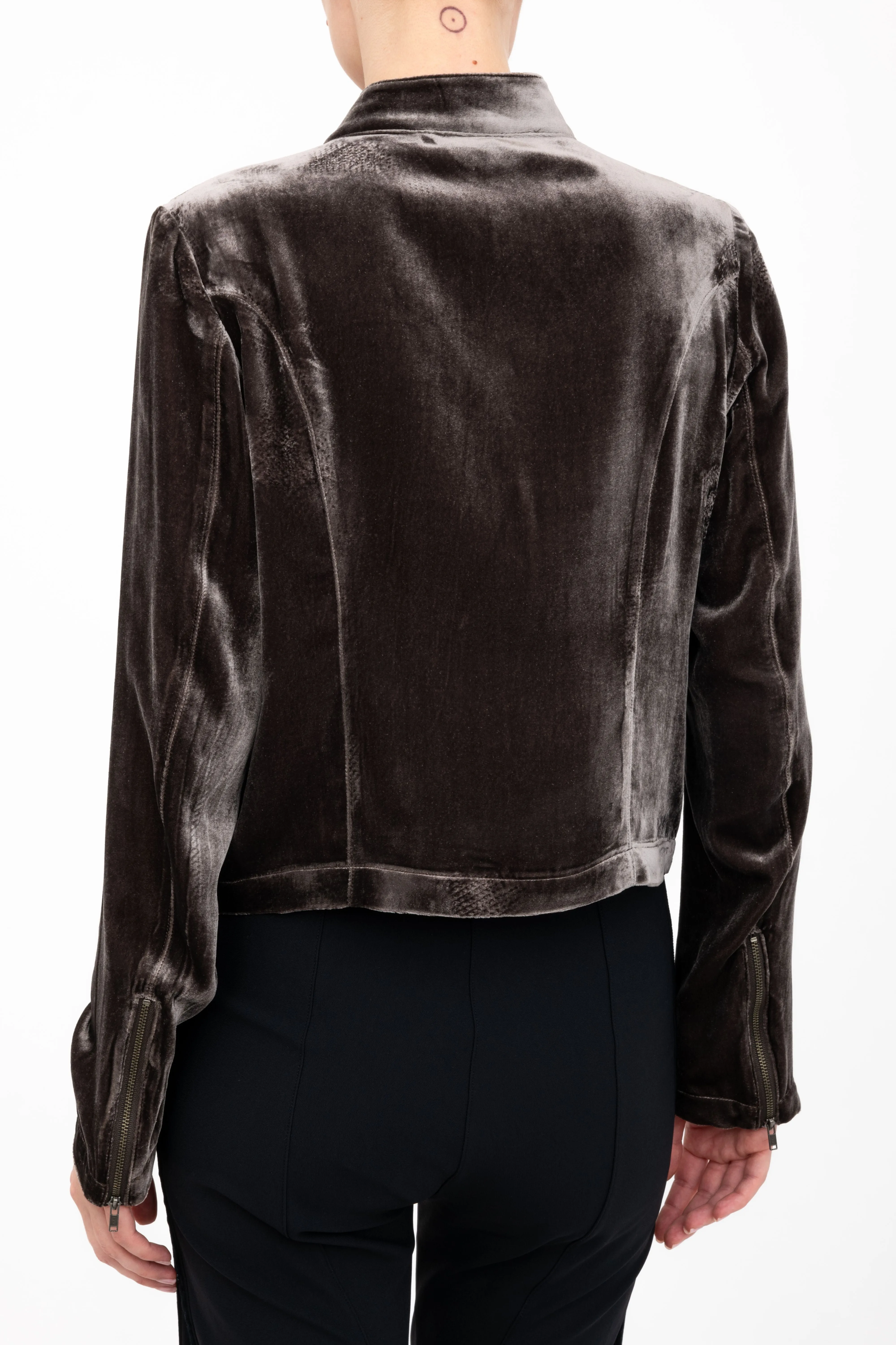 Silk Velvet Moto Jacket - AVERY H24