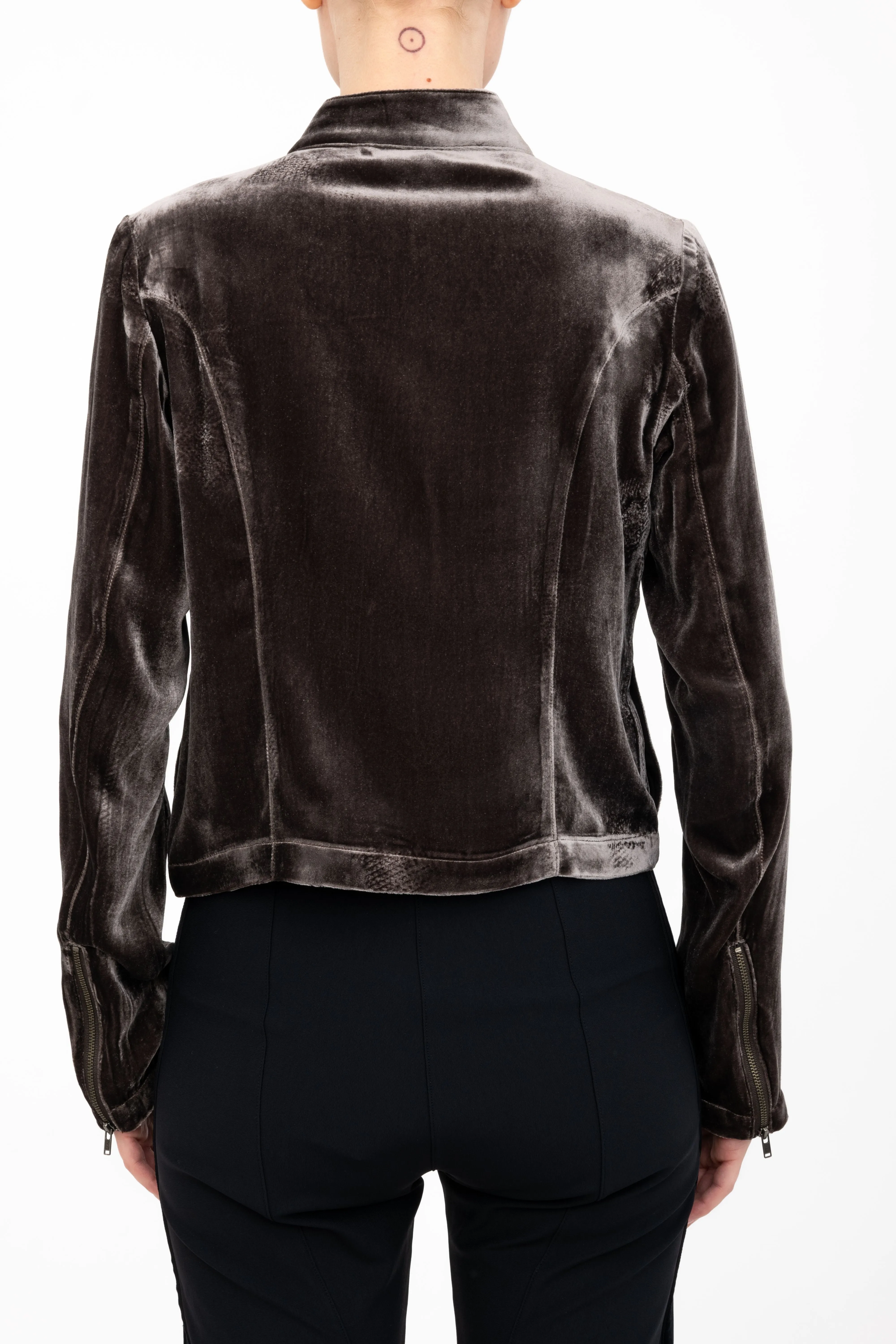 Silk Velvet Moto Jacket - AVERY H24